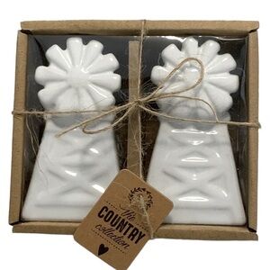 Farmhouse Windmill Salt and Pepper Shaker Set Ceramic Classic White